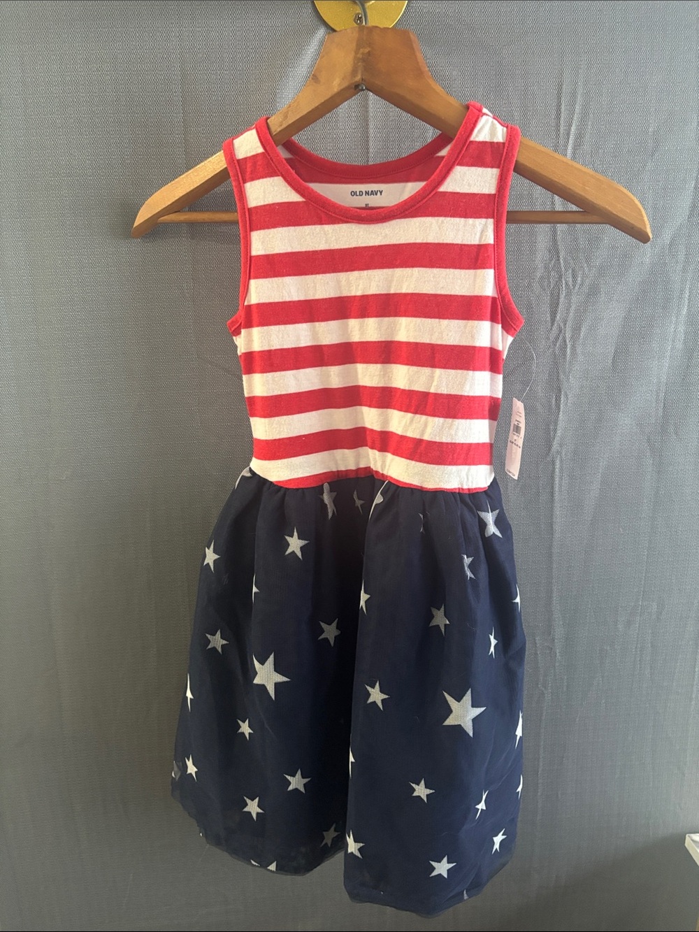 Old Navy Red & Navy Sleeveless Star Striped Kids Dress